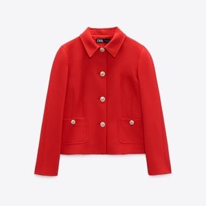 Zara red jacket with front buttons size M